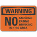 No Smoking Warning Sign 10inx14in Plastc