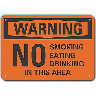 Alum No Smoking Warning Sign 7x10in Alum