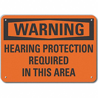 Alum Hearing Warning Sign 10x14in Alum