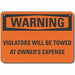 No Parking Warn Sign 7x10in Plastic