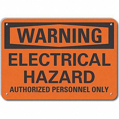 Alum Electrl Hazard Warning Sign 10x14in