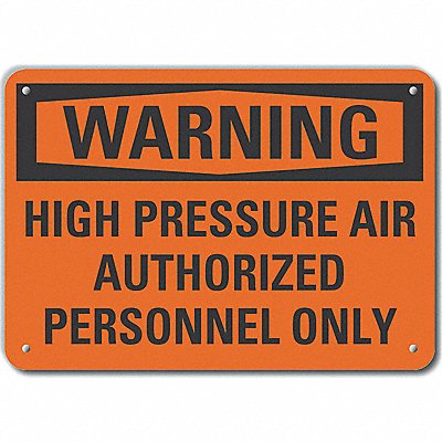 Alum High Pressure Warning Sign 10x14in