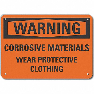 Alum Corrosive Mtrl Warning Sign 7x10in