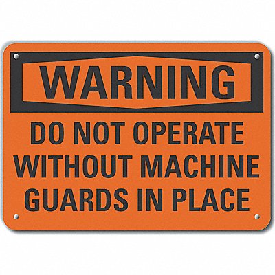 Machine Guards Warning Sign 7x10in Plstc