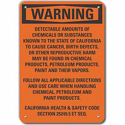 Rflct Chemicals Warn Sign 10x14in Alum