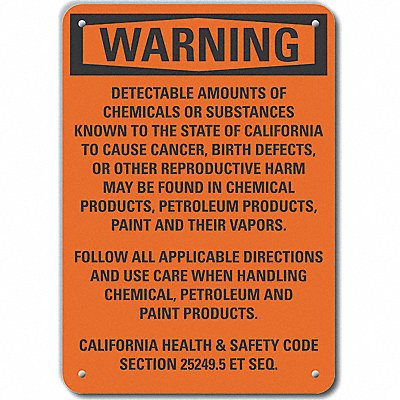 Alum Chemicals Warning Sign 10x14in Alum