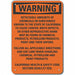 Alum Chemicals Warning Sign 10x14in Alum