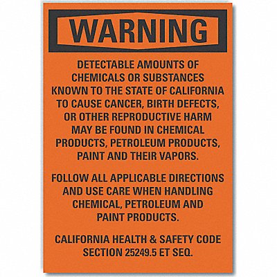 Chemicals Warning Lbl 7x10in Polyester