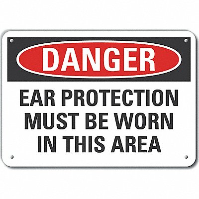 Alum Hearing Danger Sign 7x10in Alum