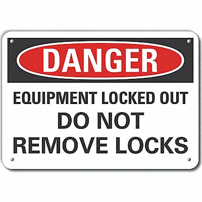 Lockout Tagout Danger Sign 7x10in Plastc