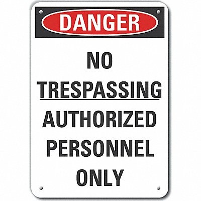 No Trespassing Danger Sign 7x10in Plastc