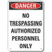 Alum No Trespassing Danger Sign 7x10in