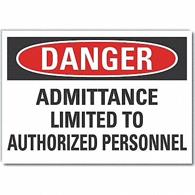 Auth Person Danger Label 10 in x 14 in