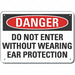 Alum Ear Danger Sign 10x14in Alum