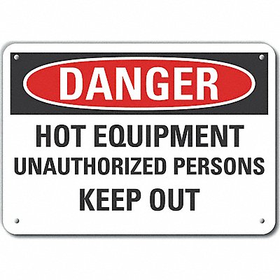 Aluminum Hot Danger Sign 7x10in Aluminum