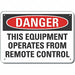 Rflct Mach Operation Danger Sign 10x14in