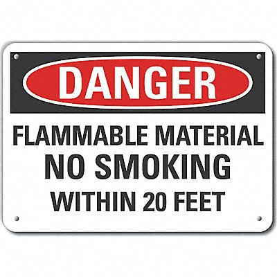 Alum Flammable Mtrl Danger Sign 7x10in