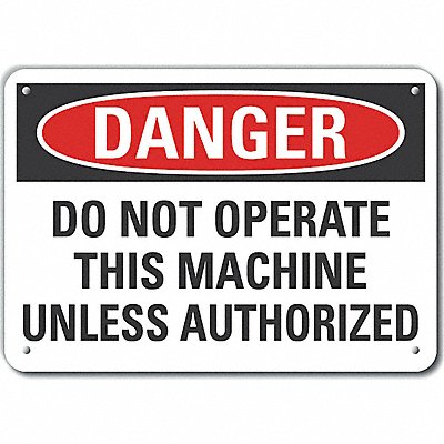 Machine Operation Danger Sign 7x10in
