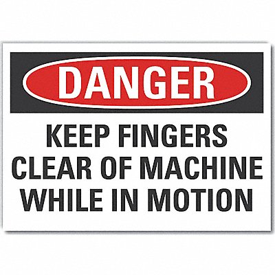 Keep Hands Clear Danger RflctvLbl 7x10in