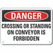 Alum Conveyor Safety Danger Sign 10x14in