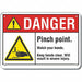 Pinch Point Danger Sign 10inx14in Plastc