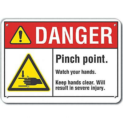 Pinch Point Danger Sign 10inx14in Alum