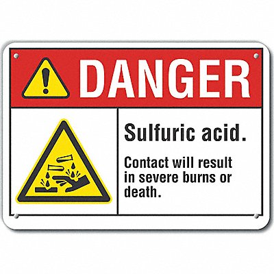 Sulfuric Acid Danger Sign 7x10in Plastic