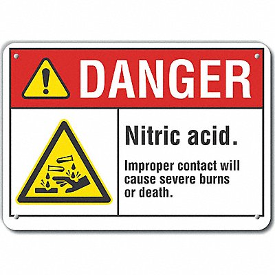 Rflct Nitric Acid Danger Sign 7x10in