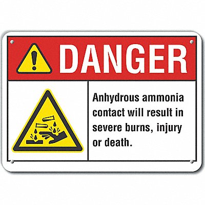 Rflctv Ammonia Danger Sign 10x14in Alum