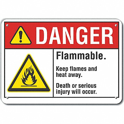 Flammable Mtrl Danger Sign 10x14in Plstc