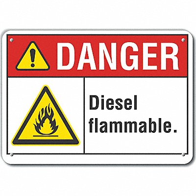 Rflct Diesel Danger Sign 10x14in Alum