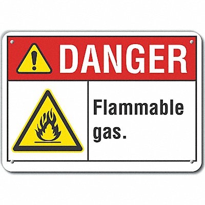 Flammable Gas Danger Sign 7x10in Plastic