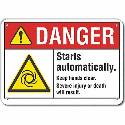 Rflct Hands Clear Danger Sign 7x10in