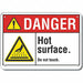 Alum Hot Surface Danger Sign 10x14in