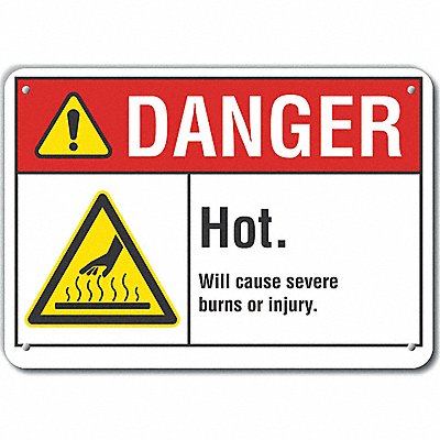 Rflct Hot Surface Danger Sign 7x10in