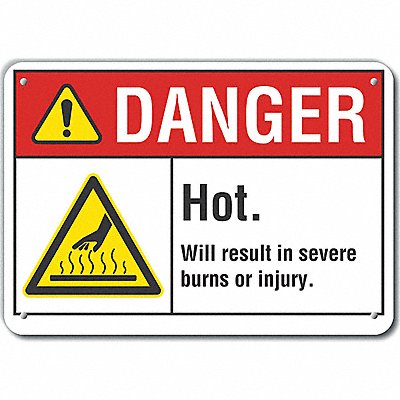 Alum Hot Surface Danger Sign 7x10in Alum