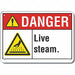 Rflct Live Steam Danger Sign 7x10in Alum