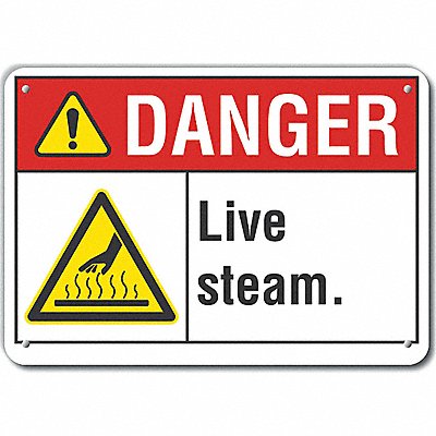 Live Steam Danger Sign 7inx10in Plastic