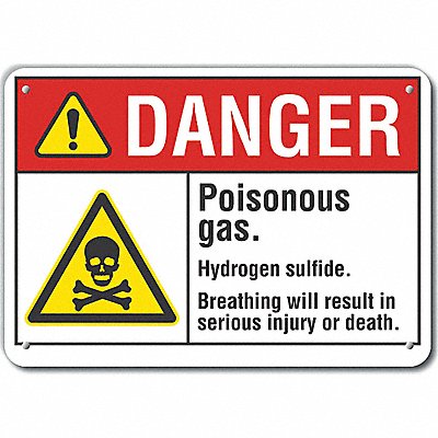 Poisonous Gas Danger Sign 7x10in Plastic