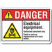 Alum Elect Equipment Danger Sign 7x10in