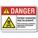 Carbon Monoxide Danger Sign 10inx14in