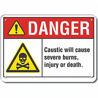 Alum Caustic Danger Sign 10x14in Alum