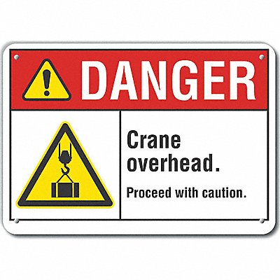 Crane  Hoists Danger Sign 10x14in Alum