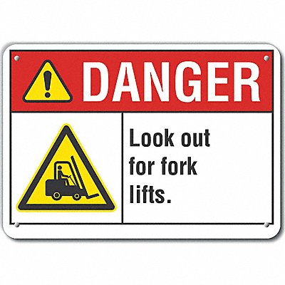 Lift Truck Traffic Danger Sign 7x10in
