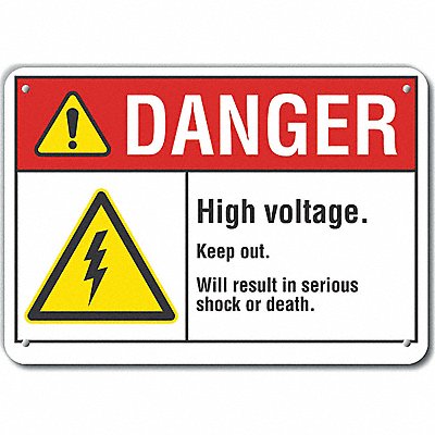 Rflct High Voltage Danger Sign 10x14in