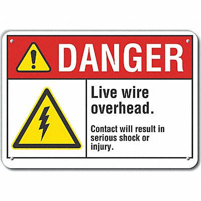 Live Wire Danger Sign 7x10in Plastic