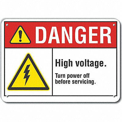 Rflct High Voltage Danger Sign 7x10in