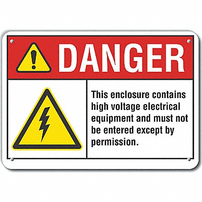 Rflct High Voltage Danger Sign 10x14in