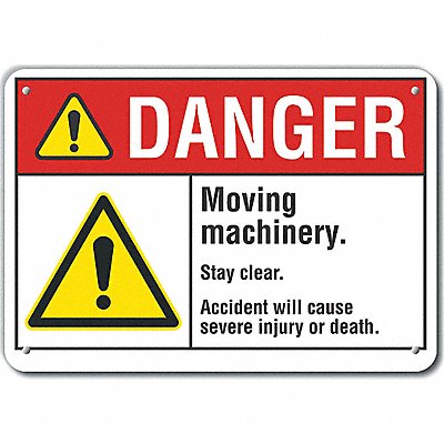 Rflctv Moving Mach Danger Sign 10x14in