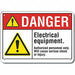 Alum Elect Equipment Danger Sign 7x10in